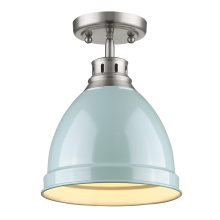 Golden 3602-FM PW-SF - Wry Lighting Duncan 1-light Flush Mount in Pewter and Seafoam shade